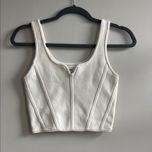 Aerie Ribbed Crop Tank Top in Cream, NWOT